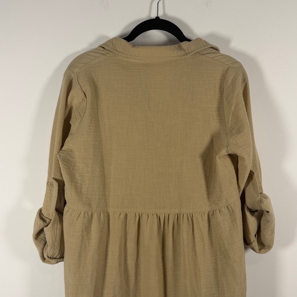 NWT Max Studio Safari Tab Sleeve Collar V-Neck tiered maxi dress - Picture 8 of 9